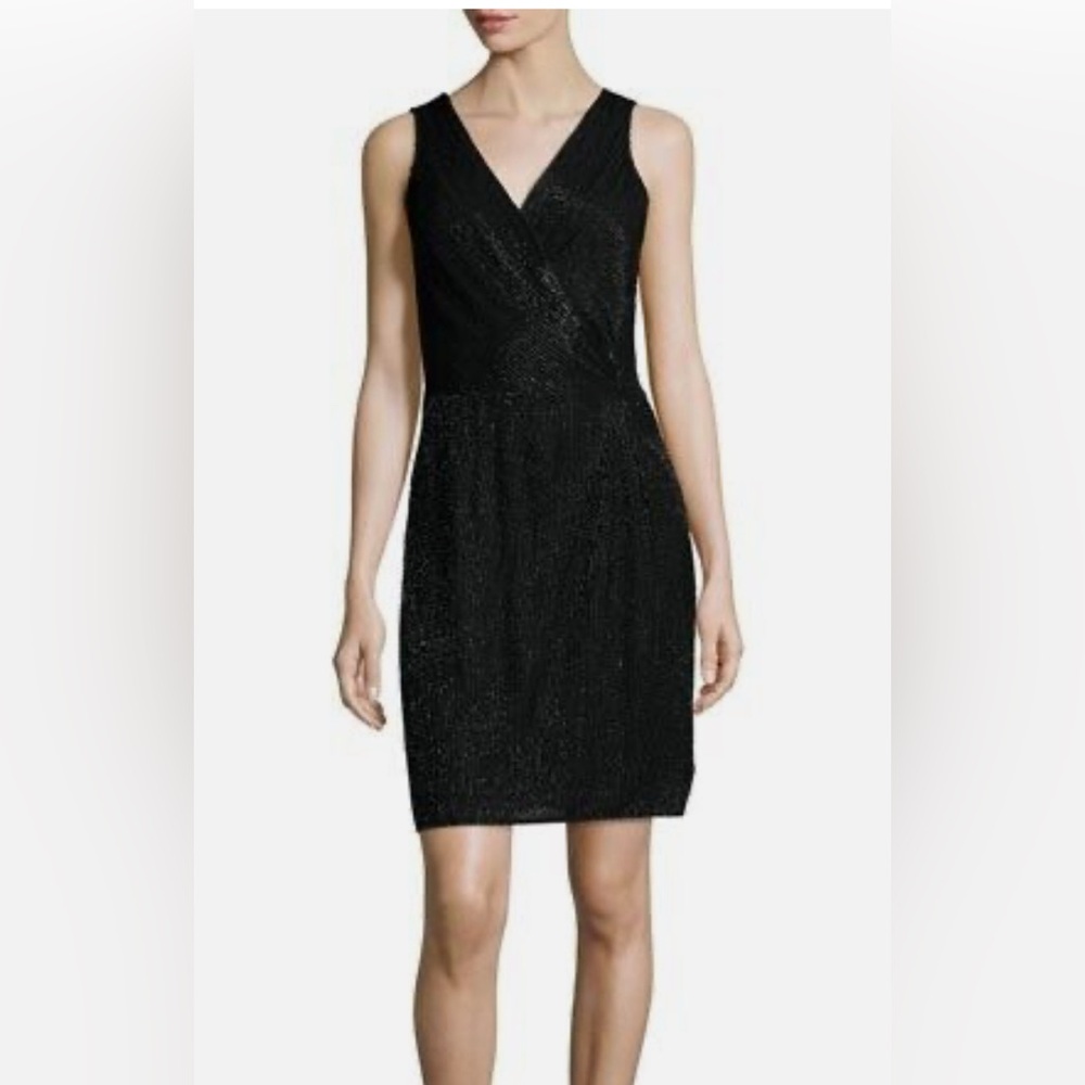 Diane Von Furstenberg Lyndsey Beaded silk black wrap Sleeveless Dress 4